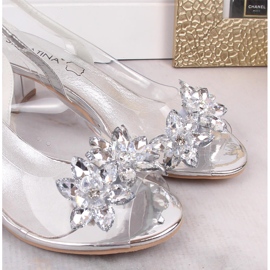 Sabatina 2014-600 sandalias transparentes de mujer plateadas con circonitas plata 6