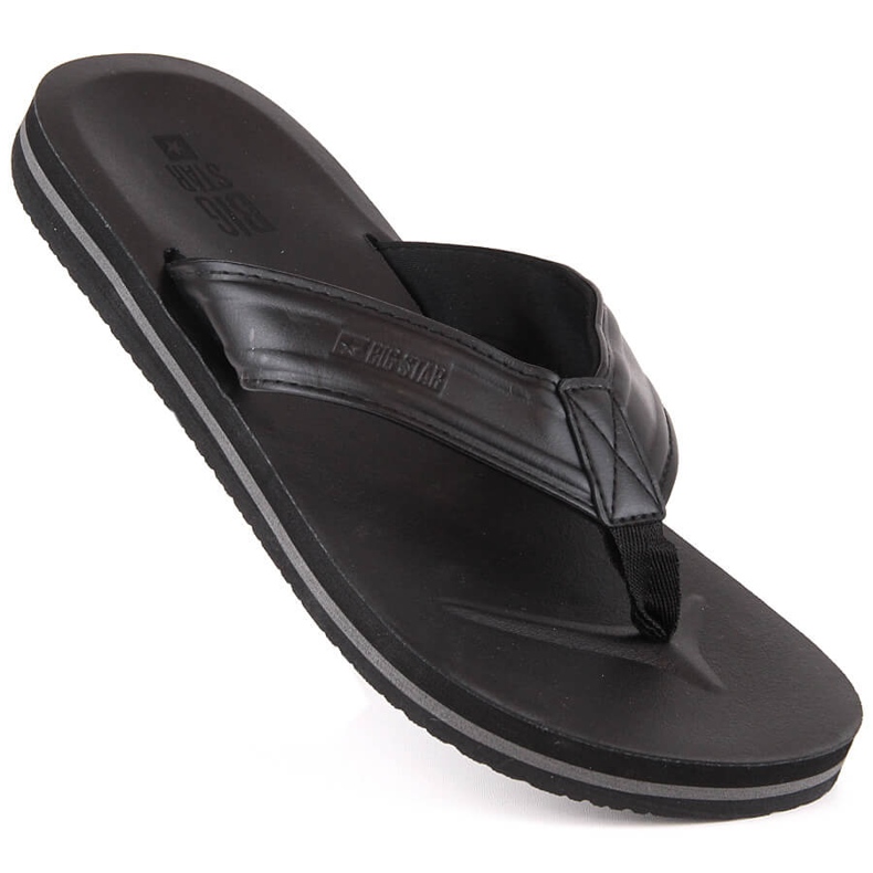 Chanclas de hombre fabricadas en piel ecológica negra Big Star LL174605 negro 2