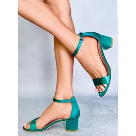 Sandalias de tacón bajo de Clarence Green verde 4