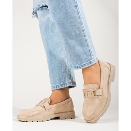 Mocasines mujer ante beige con cadena Shelovet 3