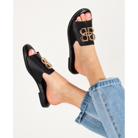 Elegantes chanclas negras con hebilla shelovet negro 3
