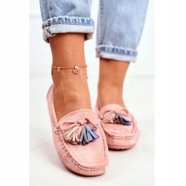 Mocasines Mujer Ante Con Flecos 20PB35-2003 Rosa rosado 3