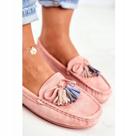 Mocasines Mujer Ante Con Flecos 20PB35-2003 Rosa rosado 4