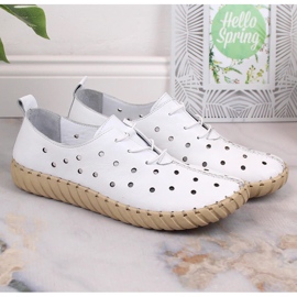 Zapatos mujer piel calados cómodos blanco Artiker 48C0567 6