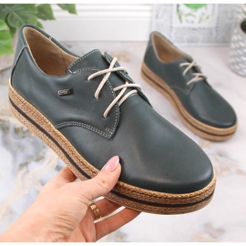 Zapatos cómodos de mujer en piel con plataforma verde Helios 380 4