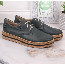 Zapatos cómodos de mujer en piel con plataforma verde Helios 380 5