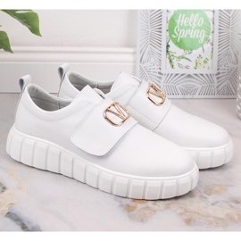 Zapatos de mujer en piel con plataforma con velcro blanco Vinceza 87904 6