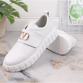 Zapatos de mujer en piel con plataforma con velcro blanco Vinceza 87904 8