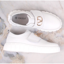 Zapatos de mujer en piel con plataforma con velcro blanco Vinceza 87904 7