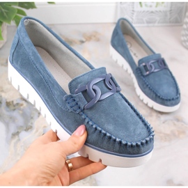 Mocasines mujer piel ante plataforma azul Filippo DP3334 4