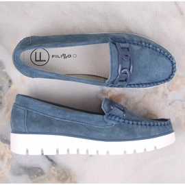 Mocasines mujer piel ante plataforma azul Filippo DP3334 6