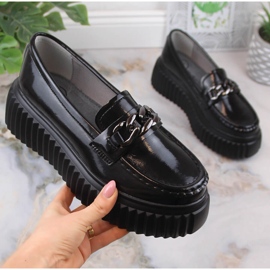 Filippo DP4450 mocasines de cuero negro en la plataforma 4