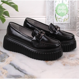 Filippo DP4450 mocasines de cuero negro en la plataforma 5