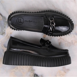 Filippo DP4450 mocasines de cuero negro en la plataforma 6