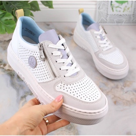 Cómodas deportivas de mujer caladas blancas Rieker M1905-80 blanco 5