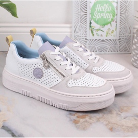 Cómodas deportivas de mujer caladas blancas Rieker M1905-80 blanco 6