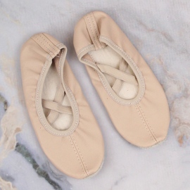 Bailarinas de piel para niña con gomas beige Nazo NB02 2