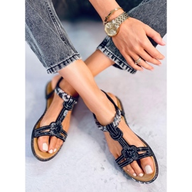 Sandalias negras con circonitas JN11-10 Negro 4
