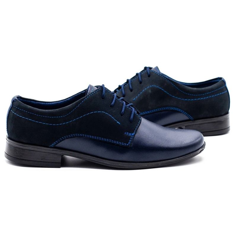 Olivier Boys de cuero de Boys Navy con Nubouk azul 3