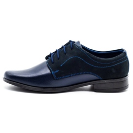 Olivier Boys de cuero de Boys Navy con Nubouk azul 1