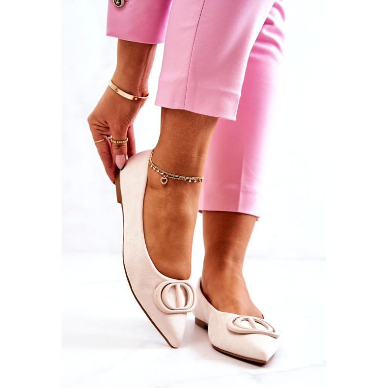 Ballerinas de ante mujeres con mendigo ligero beige 2