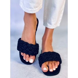 BM Babuchas de mujer con cordones Erika Black negro 1