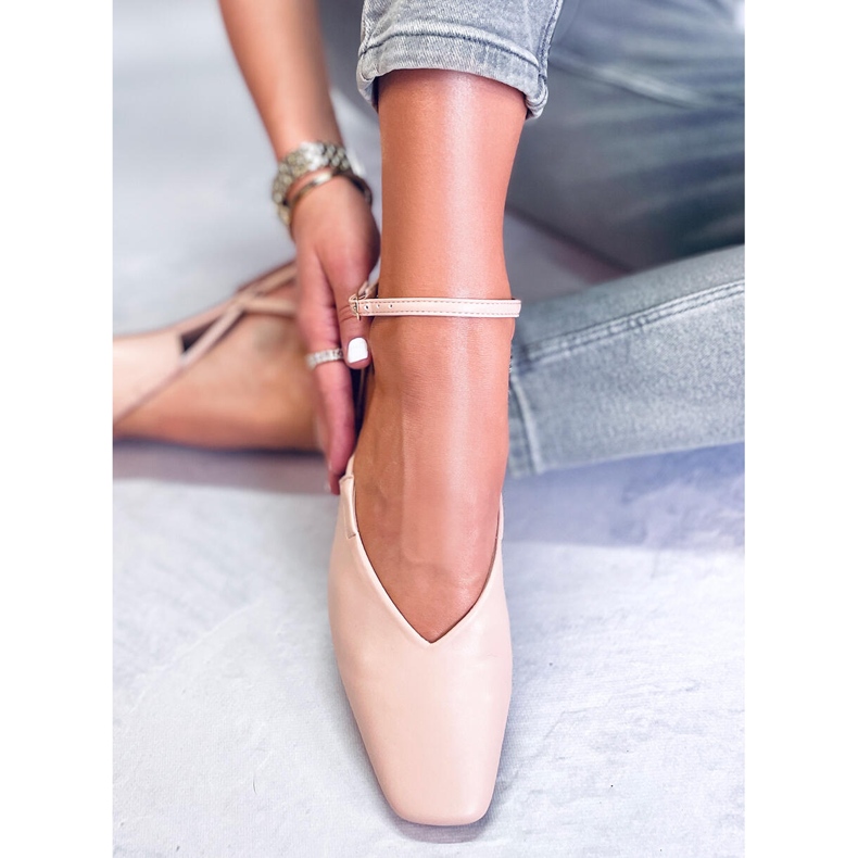 BM Bailarinas tacón abierto de Gianna Nude beige 1