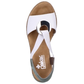 Cómodas sandalias mujer cuña Rieker 624H6-80 blanco 4