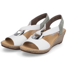 Cómodas sandalias mujer cuña Rieker 624H6-80 blanco 6