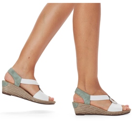 Cómodas sandalias mujer cuña Rieker 624H6-80 blanco 8