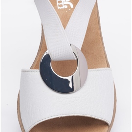 Cómodas sandalias mujer cuña Rieker 624H6-80 blanco 9