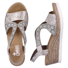 Cómodas sandalias de mujer sin cordones con elástico Rieker 61916-91 multicolor 7