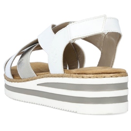 Sandalias cuña mujer cómodas piel blanco Rieker V0279-80 8