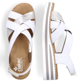 Sandalias cuña mujer cómodas piel blanco Rieker V0279-80 12