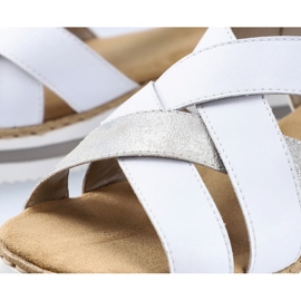 Sandalias cuña mujer cómodas piel blanco Rieker V0279-80 1