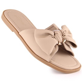 Sandalias planas de mujer con lazo beige eVento 5479 1
