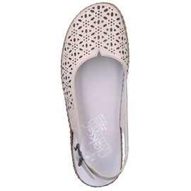 Sandalias piel caladas cómodas beige Rieker 44861-60 6