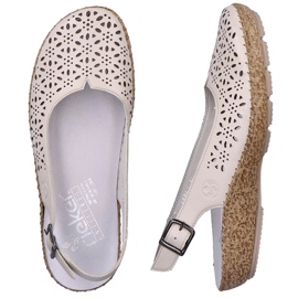 Sandalias piel caladas cómodas beige Rieker 44861-60 9