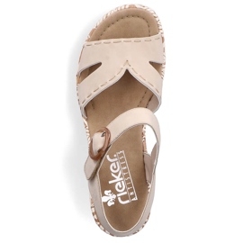 Sandalias cuña mujer cómodas beige Rieker 67173-60 8