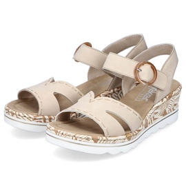 Sandalias cuña mujer cómodas beige Rieker 67173-60 9