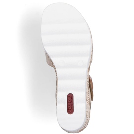 Sandalias cuña mujer cómodas beige Rieker 67173-60 10
