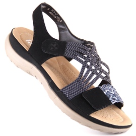 Sandalias mujer cómodas negras con velcro Rieker 64889-00 negro 8