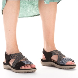 Sandalias mujer cómodas negras con velcro Rieker 64889-00 negro 14