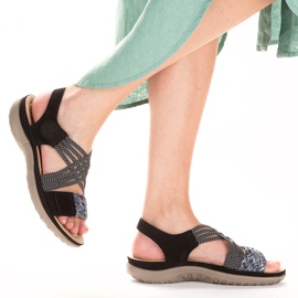 Sandalias mujer cómodas negras con velcro Rieker 64889-00 negro 15