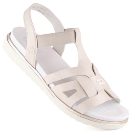 Rieker V5052-80 cómodas sandalias sin cordones para mujer con banda elástica beige 7
