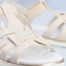 Rieker V5052-80 cómodas sandalias sin cordones para mujer con banda elástica beige 1