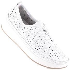 Zapatos deportivos de cuero de mujer en la plataforma calada blanca Filippo DP4606 blanco 1
