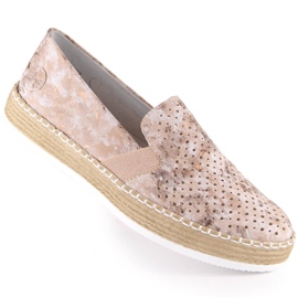 Slip-on mujer cómodos calados oro rosa Rieker L7852-31 dorado 6