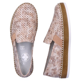 Slip-on mujer cómodos calados oro rosa Rieker L7852-31 dorado 10