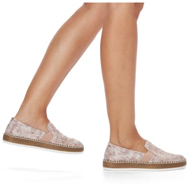 Slip-on mujer cómodos calados oro rosa Rieker L7852-31 dorado 11